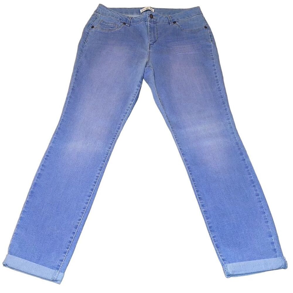 ARTISAN NY Icy Sky Blue Stretch Cotton High Rise Skinny Rolled Cuff Ankle Jeans - Picture 3 of 9